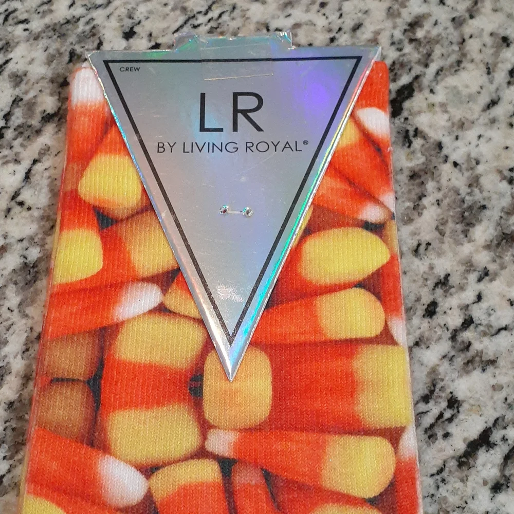 Candy Corn Allover Print Stretch Crew Socks New! Unisex